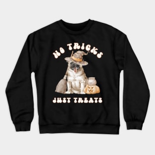 Funny Pug Halloween Fall Design with Witch Hat and Pumpkin for Dog Lovers and Pug Moms Crewneck Sweatshirt